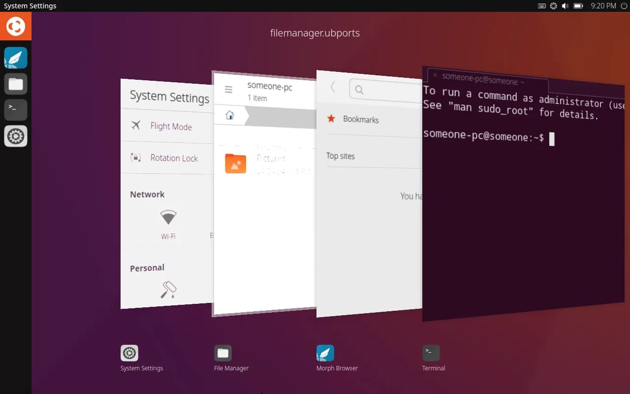 Ubuntu Lomiri 24.04 window switcher