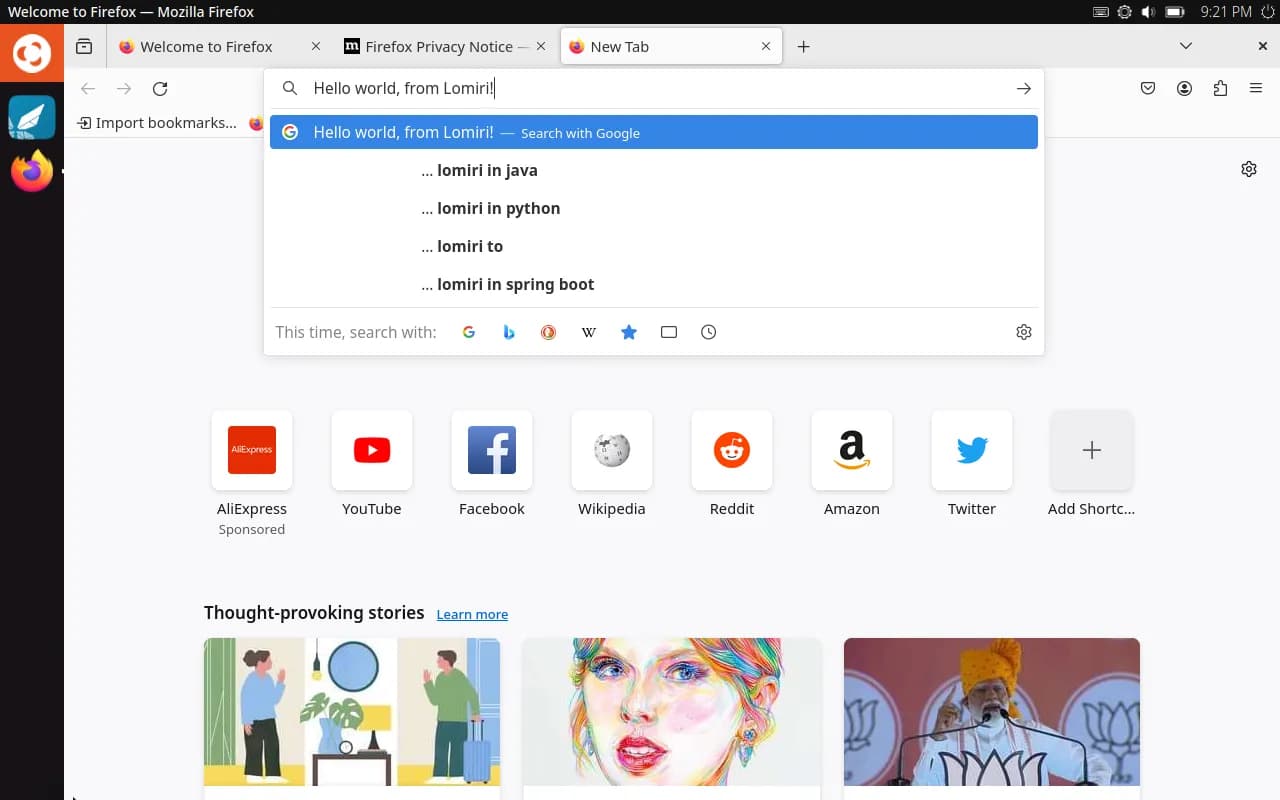 Firefox on Ubuntu Lomiri 24.04